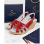 Sandale dama rosii din piele naturala box cu lac si talpa tip pana S89LR